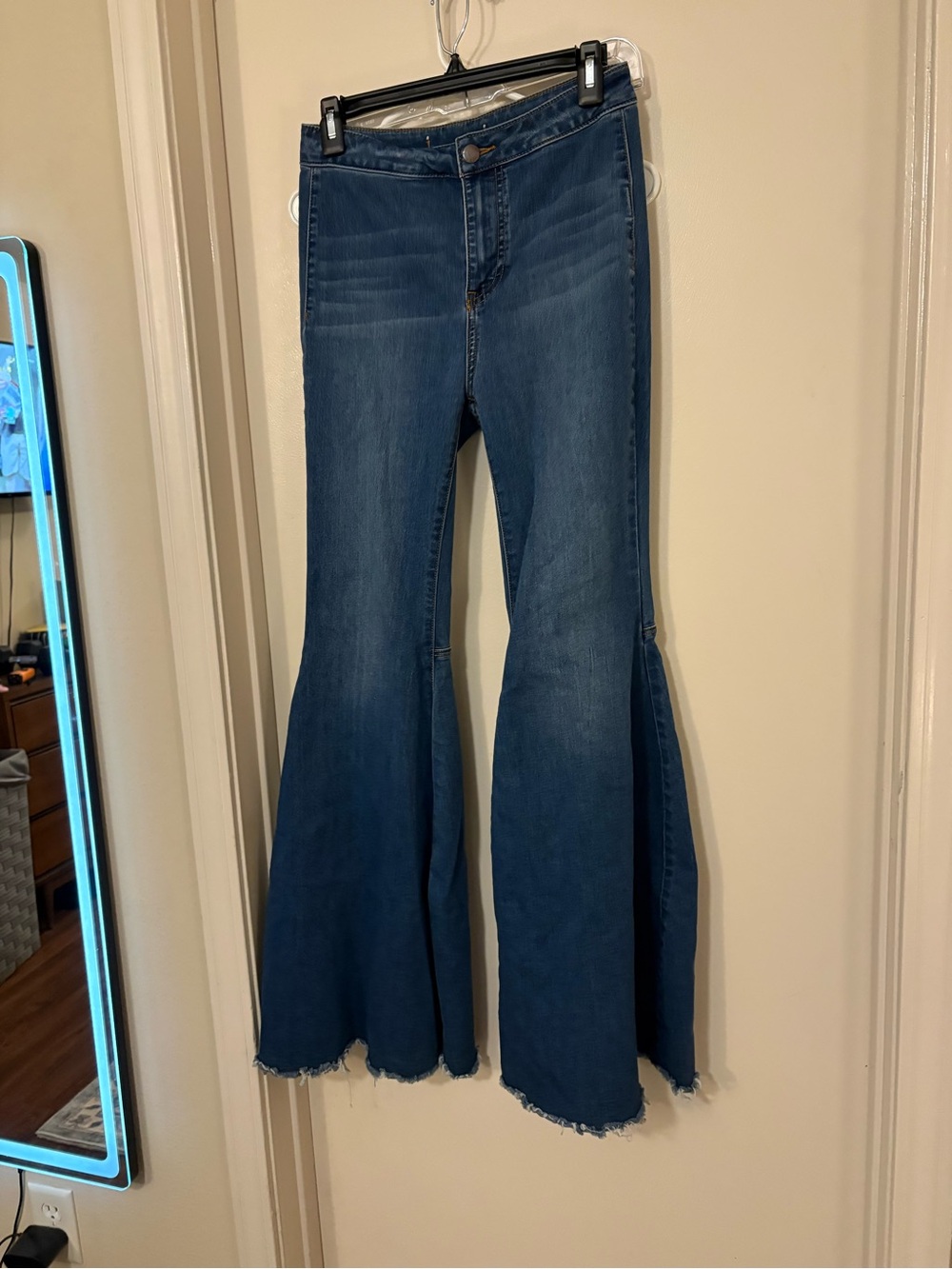 Free People float on  Dark Blue Wide-Leg Flare Jeans